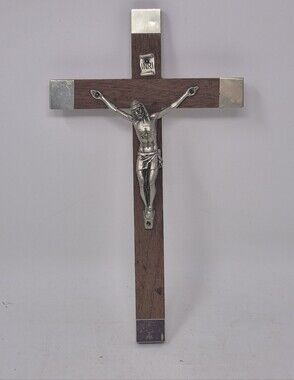 Vintage Wooden And Silver Toned Crucifix